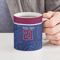 Queensland Samoa Custom Ceramic Mug Maroon-Blue Pacific Polynesian Tribal Pattern - Polynesian Pride