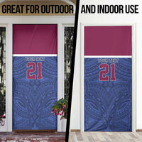 Queensland Samoa Custom Door Cover Maroon-Blue Pacific Polynesian Tribal Pattern - Polynesian Pride
