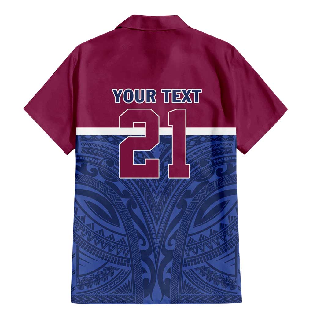 Queensland Samoa Custom Family Matching Mermaid Dress and Hawaiian Shirt Maroon-Blue Pacific Polynesian Tribal Pattern