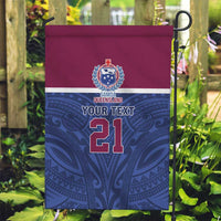 Queensland Samoa Custom Garden Flag Maroon-Blue Pacific Polynesian Tribal Pattern