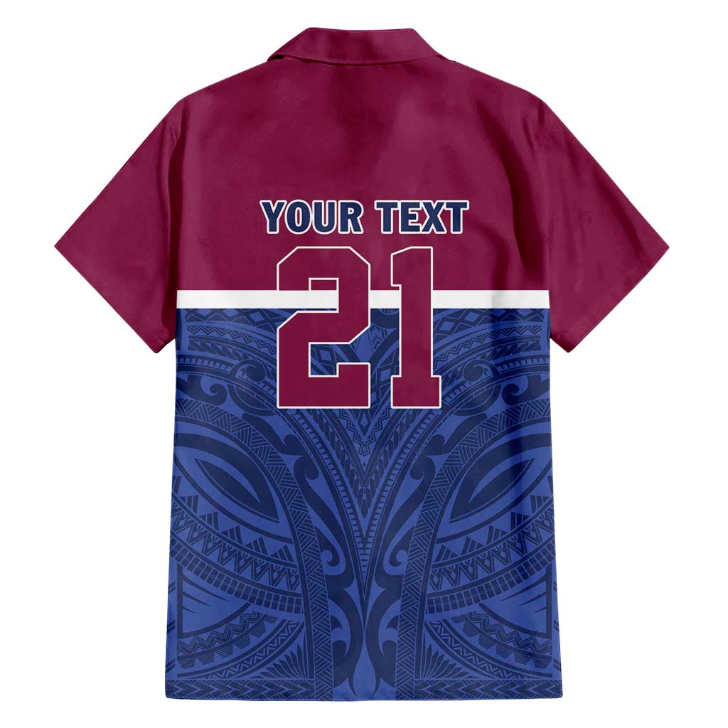 Queensland Samoa Custom Hawaiian Shirt Maroon-Blue Pacific Polynesian Tribal Pattern