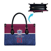 Queensland Samoa Custom Leather Bag Maroon-Blue Pacific Polynesian Tribal Pattern - Polynesian Pride