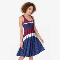 Queensland Samoa Custom Midi Dress Maroon-Blue Pacific Polynesian Tribal Pattern - Polynesian Pride