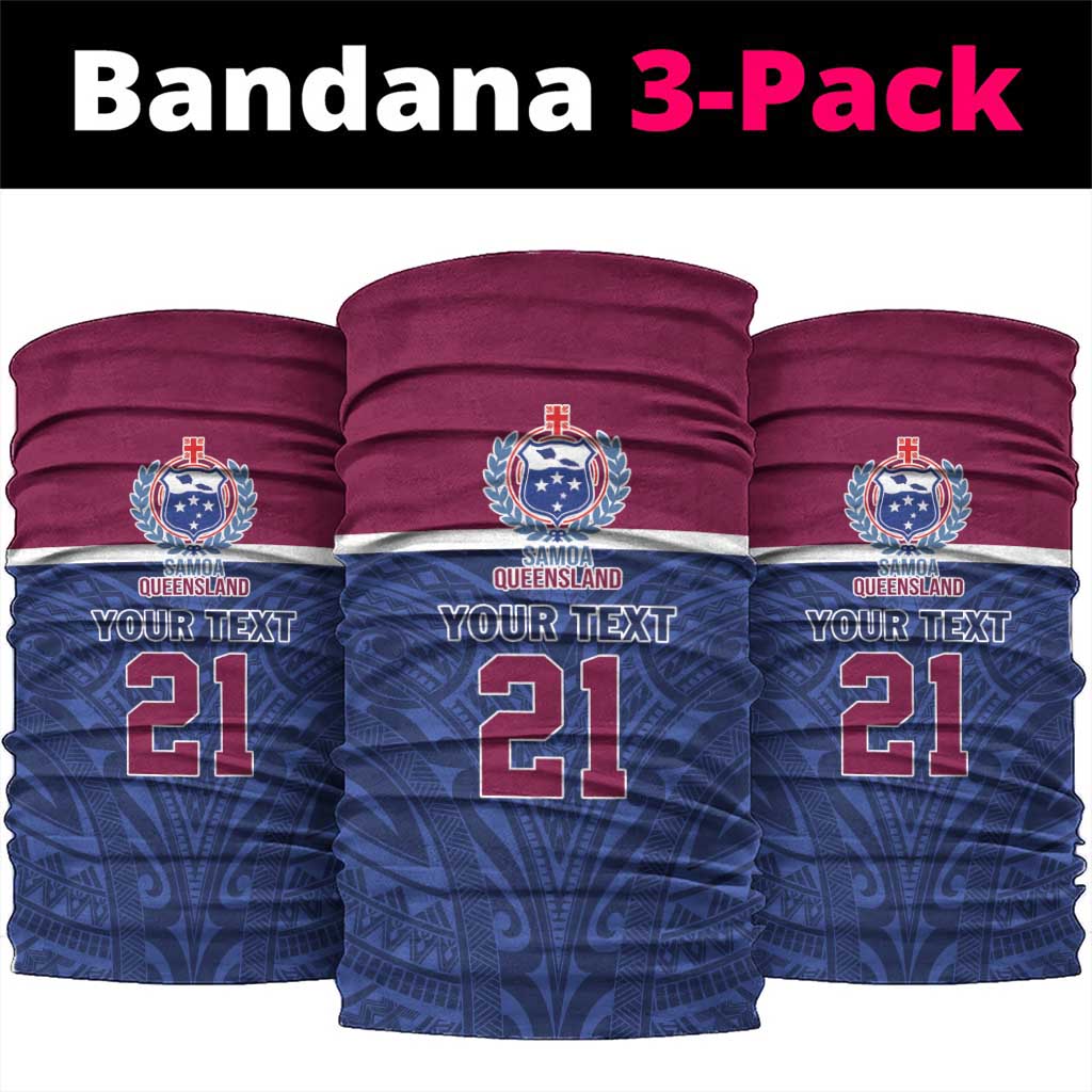 Queensland Samoa Custom Neck Gaiter Maroon-Blue Pacific Polynesian Tribal Pattern - Polynesian Pride