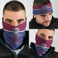 Queensland Samoa Custom Neck Gaiter Maroon-Blue Pacific Polynesian Tribal Pattern - Polynesian Pride