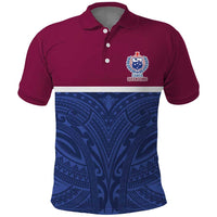 Queensland Samoa Custom Polo Shirt Maroon-Blue Pacific Polynesian Tribal Pattern