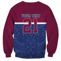 Queensland Samoa Custom Sweatshirt Maroon-Blue Pacific Polynesian Tribal Pattern