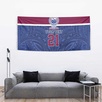 Queensland Samoa Custom Tapestry Maroon-Blue Pacific Polynesian Tribal Pattern