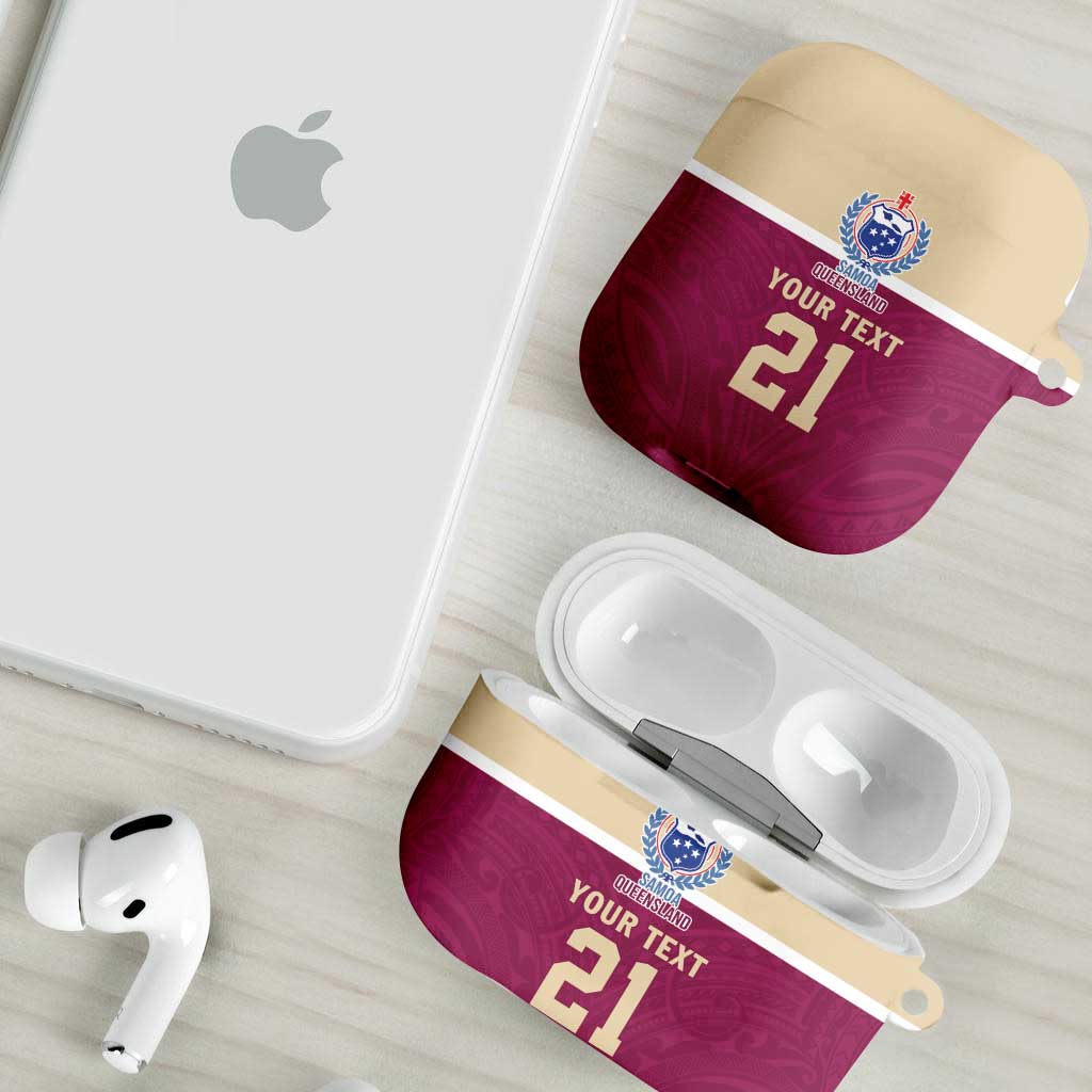 Queensland Samoa Custom AirPods Case Maroon Pacific Polynesian Tribal Pattern - Polynesian Pride