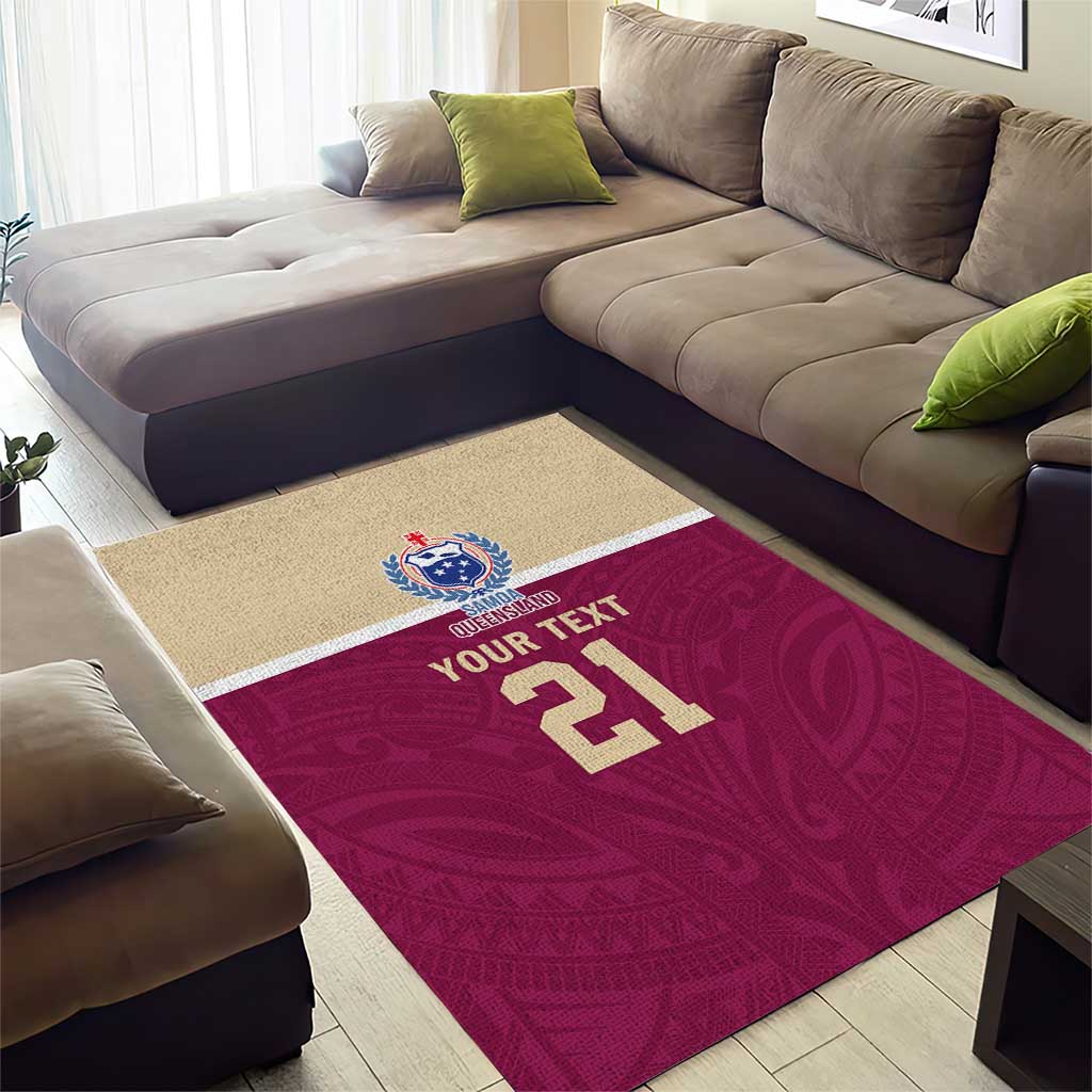 Queensland Samoa Custom Area Rug Maroon Pacific Polynesian Tribal Pattern