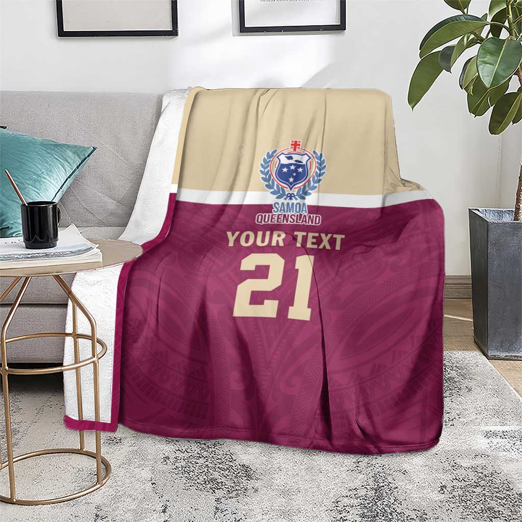 Queensland Samoa Custom Blanket Maroon Pacific Polynesian Tribal Pattern