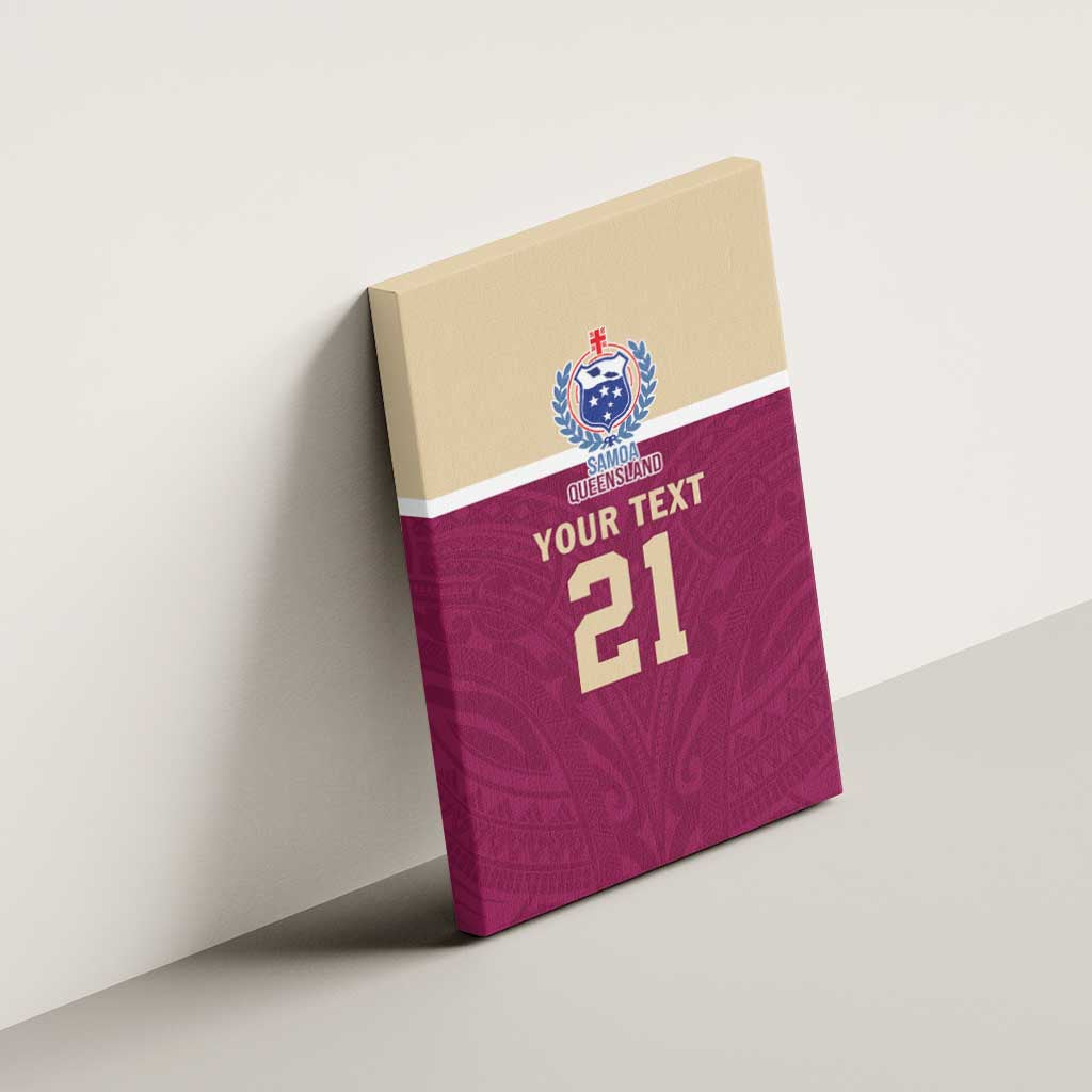 Queensland Samoa Custom Canvas Wall Art Maroon Pacific Polynesian Tribal Pattern