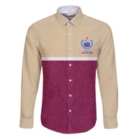 Queensland Samoa Custom Family Matching Mermaid Dress and Hawaiian Shirt Maroon Pacific Polynesian Tribal Pattern