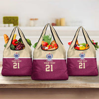 Queensland Samoa Custom Grocery Bag Maroon Pacific Polynesian Tribal Pattern