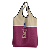 Queensland Samoa Custom Grocery Bag Maroon Pacific Polynesian Tribal Pattern