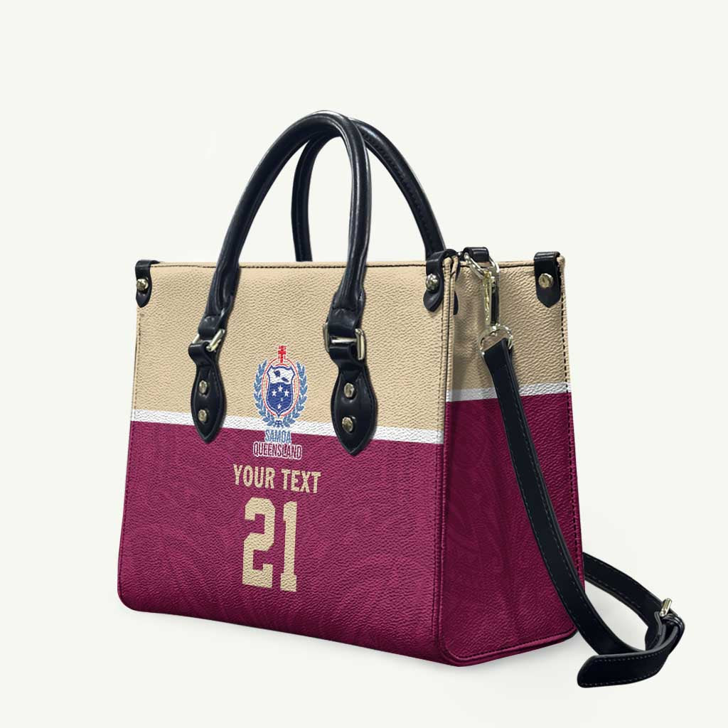 Queensland Samoa Custom Leather Bag Maroon Pacific Polynesian Tribal Pattern - Polynesian Pride