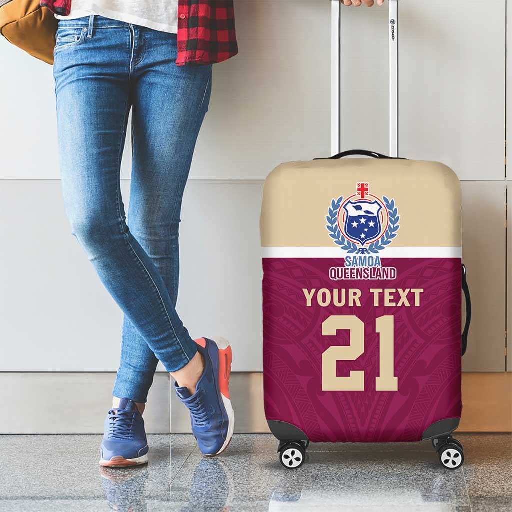 Queensland Samoa Custom Luggage Cover Maroon Pacific Polynesian Tribal Pattern
