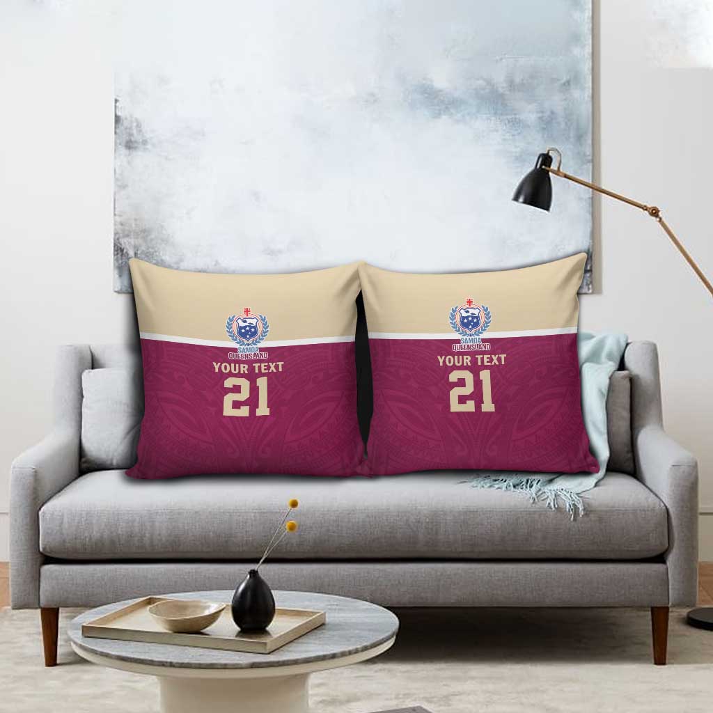 Queensland Samoa Custom Pillow Cover Maroon Pacific Polynesian Tribal Pattern - Polynesian Pride