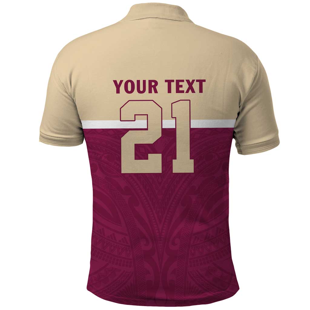 Queensland Samoa Custom Polo Shirt Maroon Pacific Polynesian Tribal Pattern