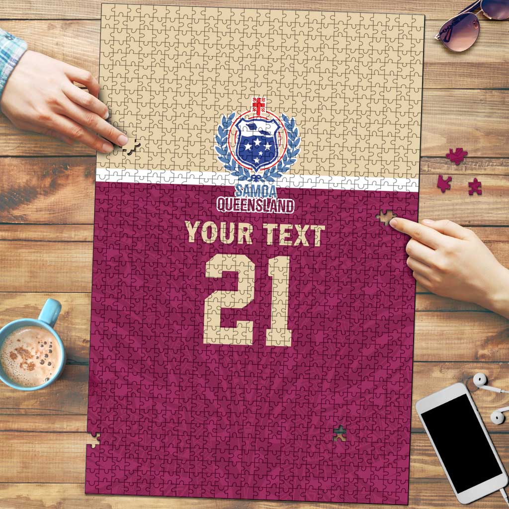 Queensland Samoa Custom Puzzle Maroon Pacific Polynesian Tribal Pattern - Polynesian Pride