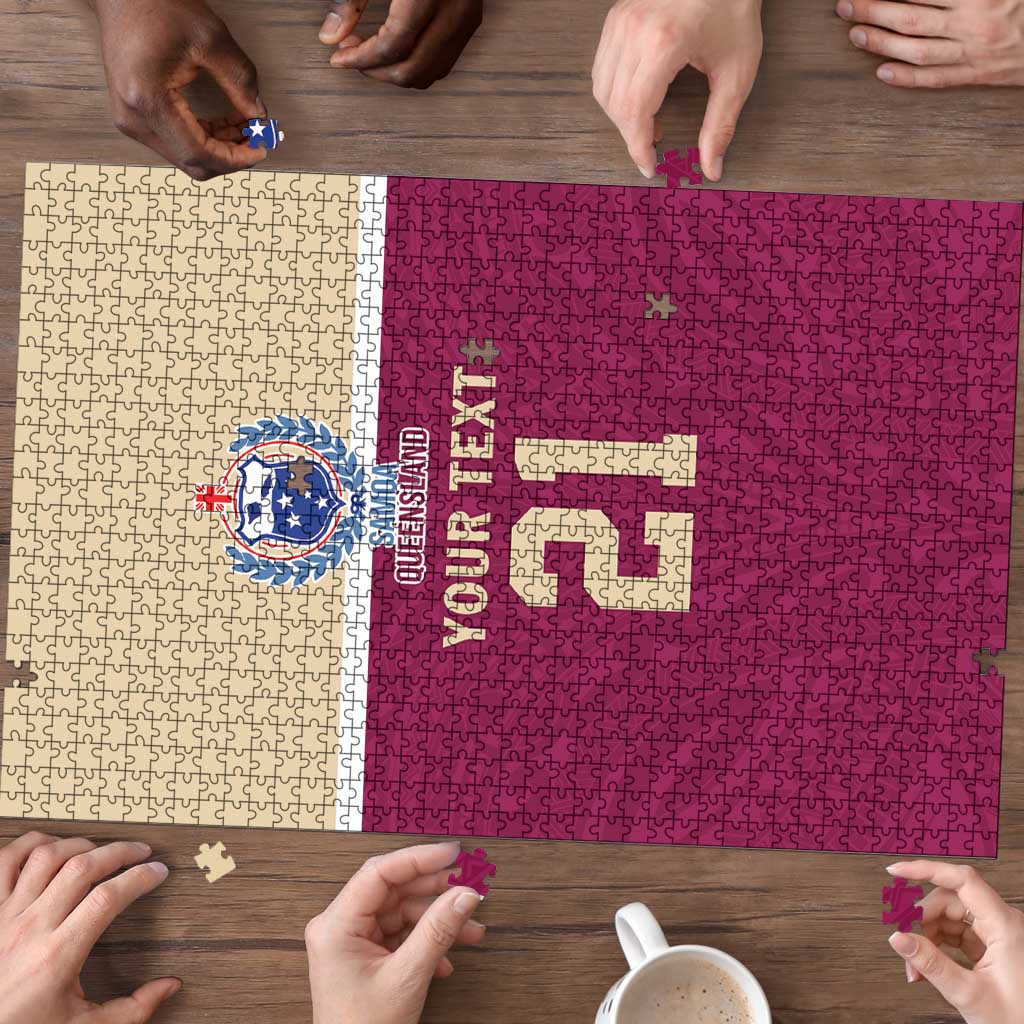 Queensland Samoa Custom Puzzle Maroon Pacific Polynesian Tribal Pattern - Polynesian Pride