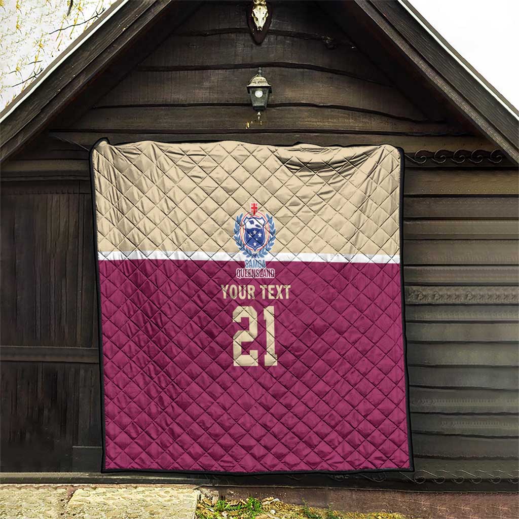 Queensland Samoa Custom Quilt Maroon Pacific Polynesian Tribal Pattern