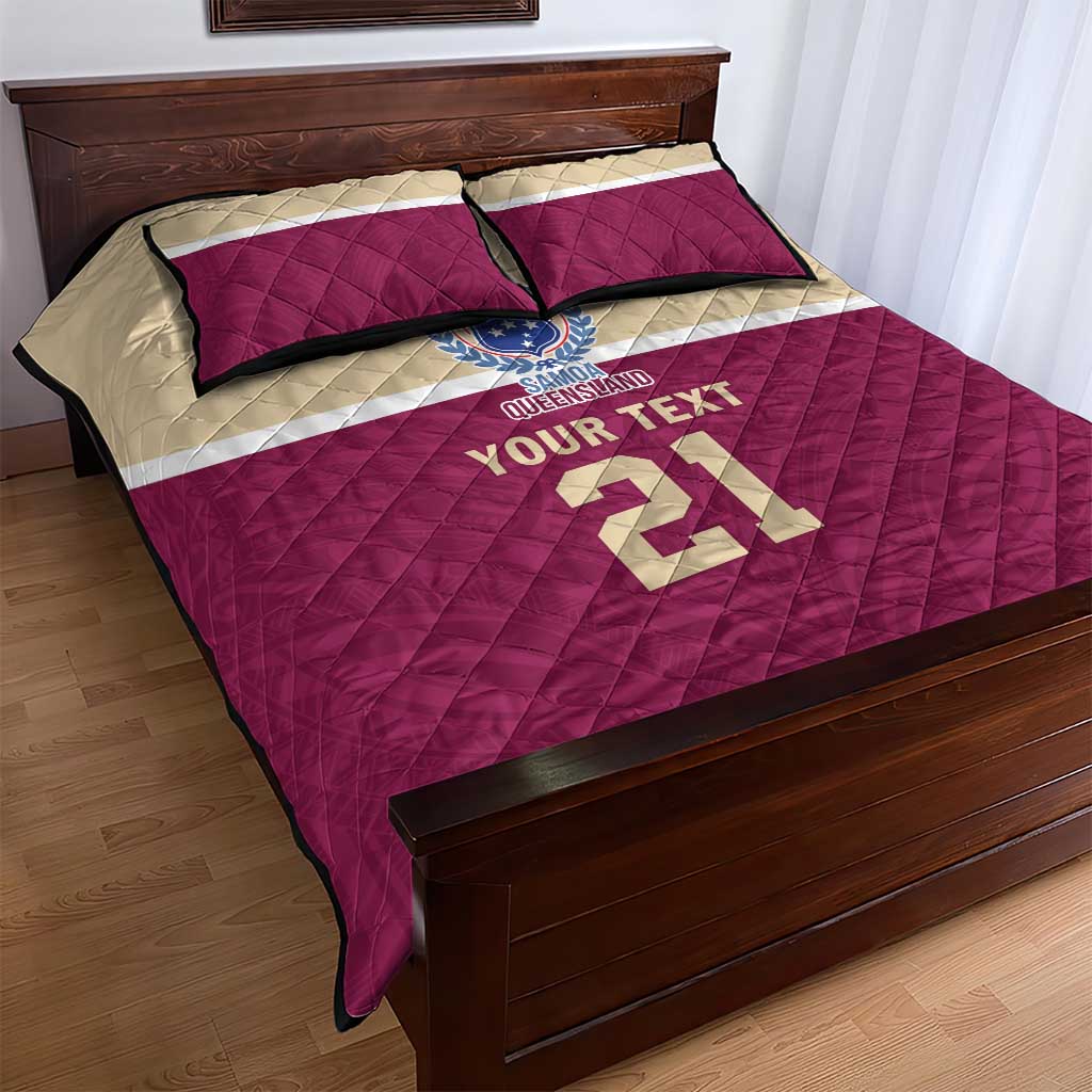 Queensland Samoa Custom Quilt Bed Set Maroon Pacific Polynesian Tribal Pattern