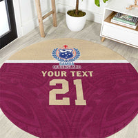 Queensland Samoa Custom Round Carpet Maroon Pacific Polynesian Tribal Pattern