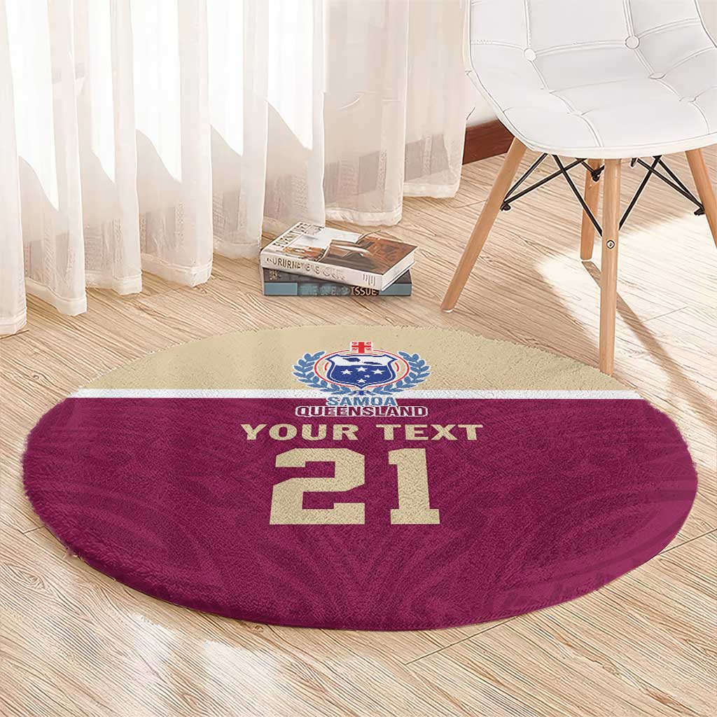 Queensland Samoa Custom Round Carpet Maroon Pacific Polynesian Tribal Pattern