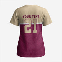 Queensland Samoa Custom Scrub Top Maroon Pacific Polynesian Tribal Pattern - Polynesian Pride