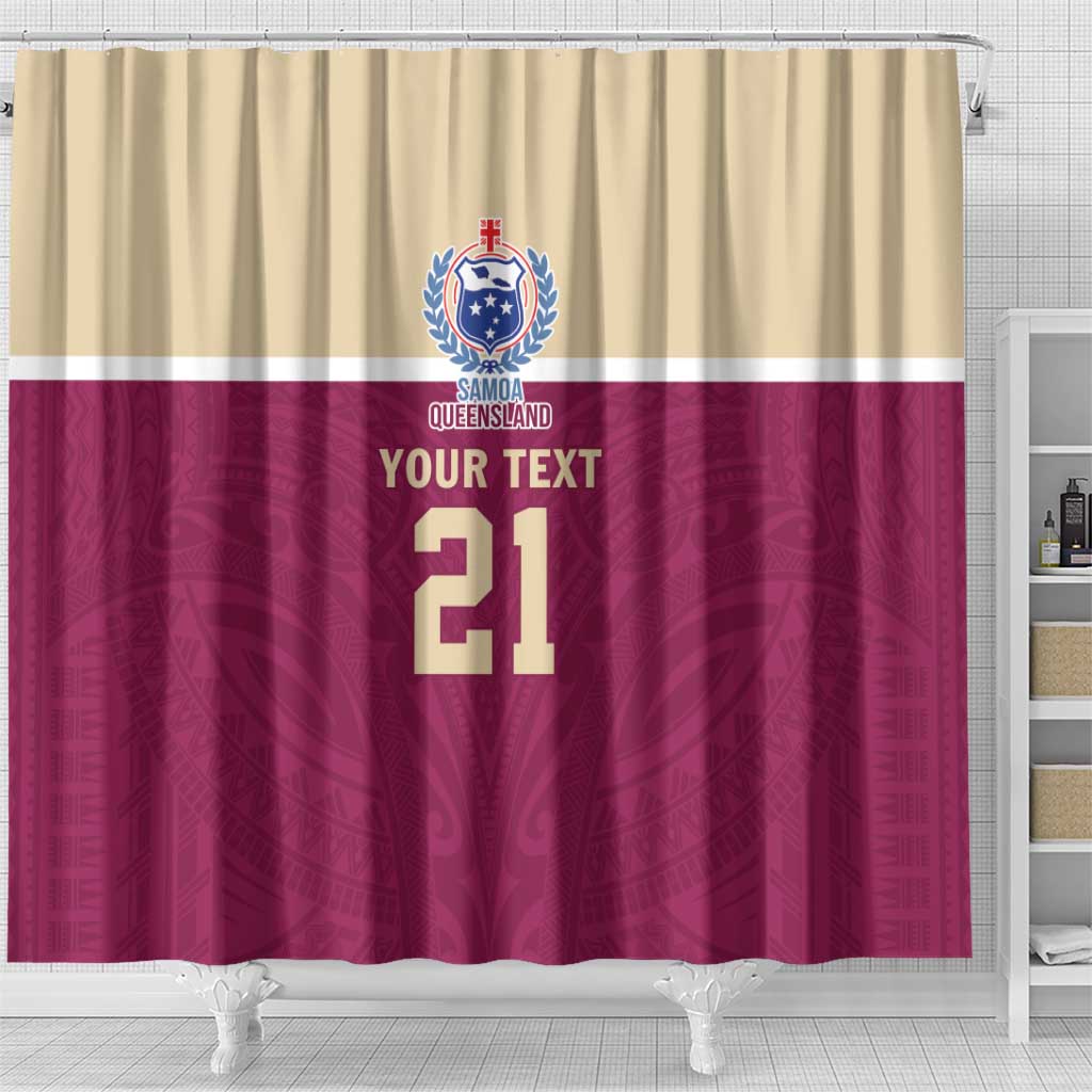 Queensland Samoa Custom Shower Curtain Maroon Pacific Polynesian Tribal Pattern