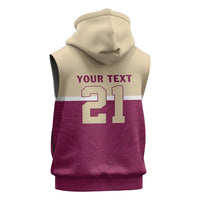 Queensland Samoa Custom Sleeveless Hoodie Maroon Pacific Polynesian Tribal Pattern - Polynesian Pride