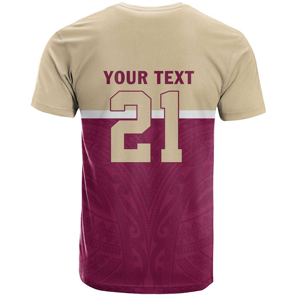 Queensland Samoa Custom T Shirt Maroon Pacific Polynesian Tribal Pattern