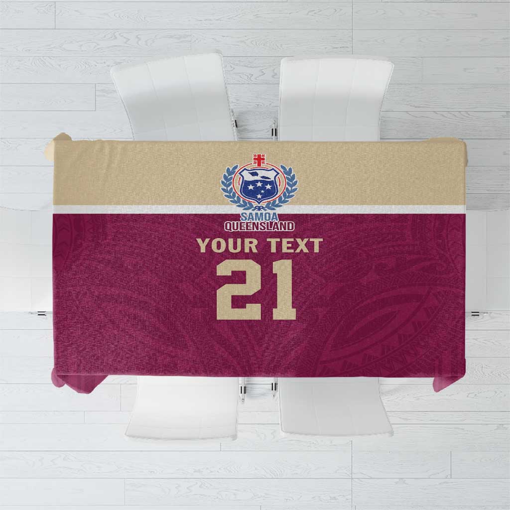 Queensland Samoa Custom Tablecloth Maroon Pacific Polynesian Tribal Pattern