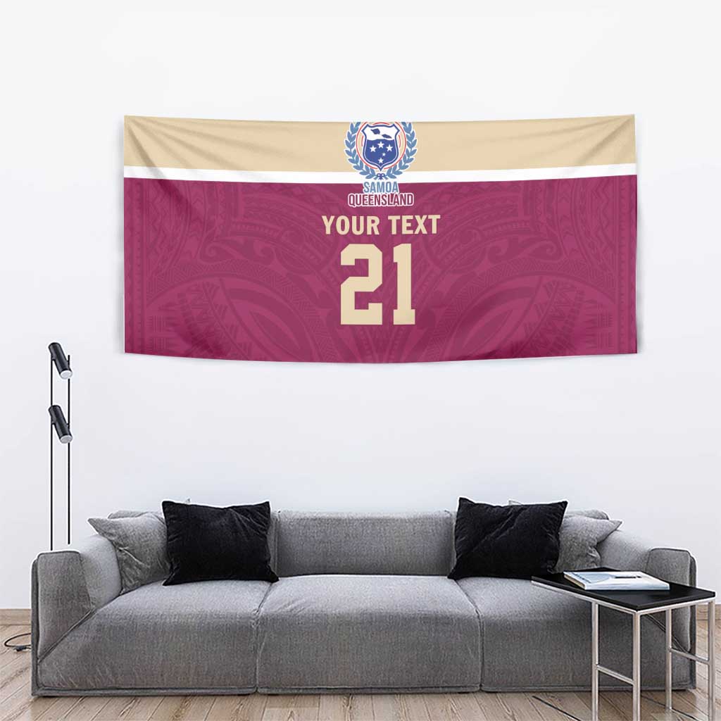 Queensland Samoa Custom Tapestry Maroon Pacific Polynesian Tribal Pattern