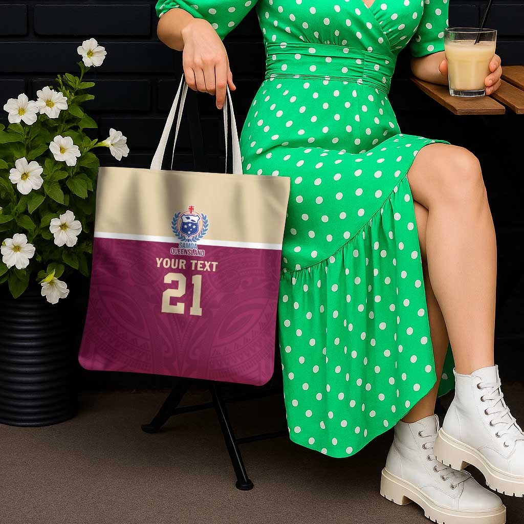 Queensland Samoa Custom Tote Bag Maroon Pacific Polynesian Tribal Pattern - Polynesian Pride