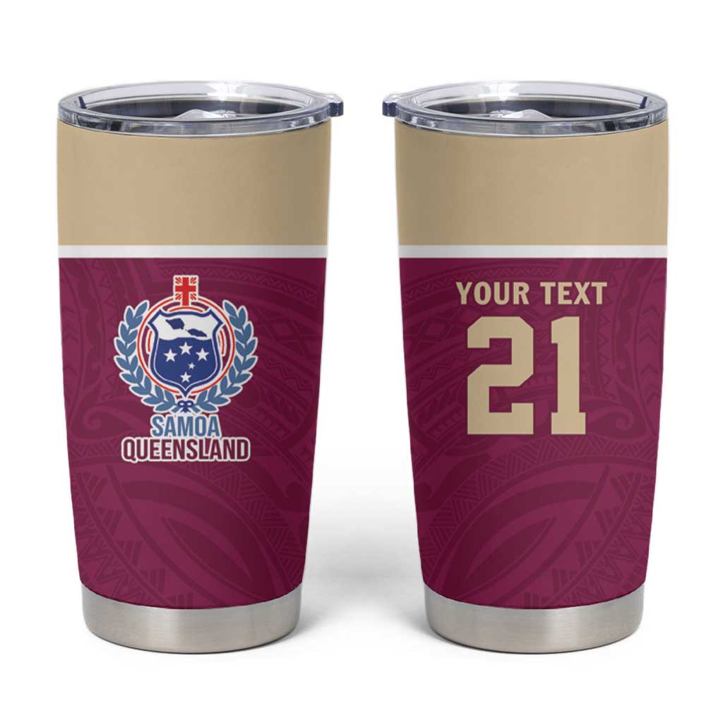 Queensland Samoa Custom Tumbler Cup Maroon Pacific Polynesian Tribal Pattern LT9 Maroon - Polynesian Pride