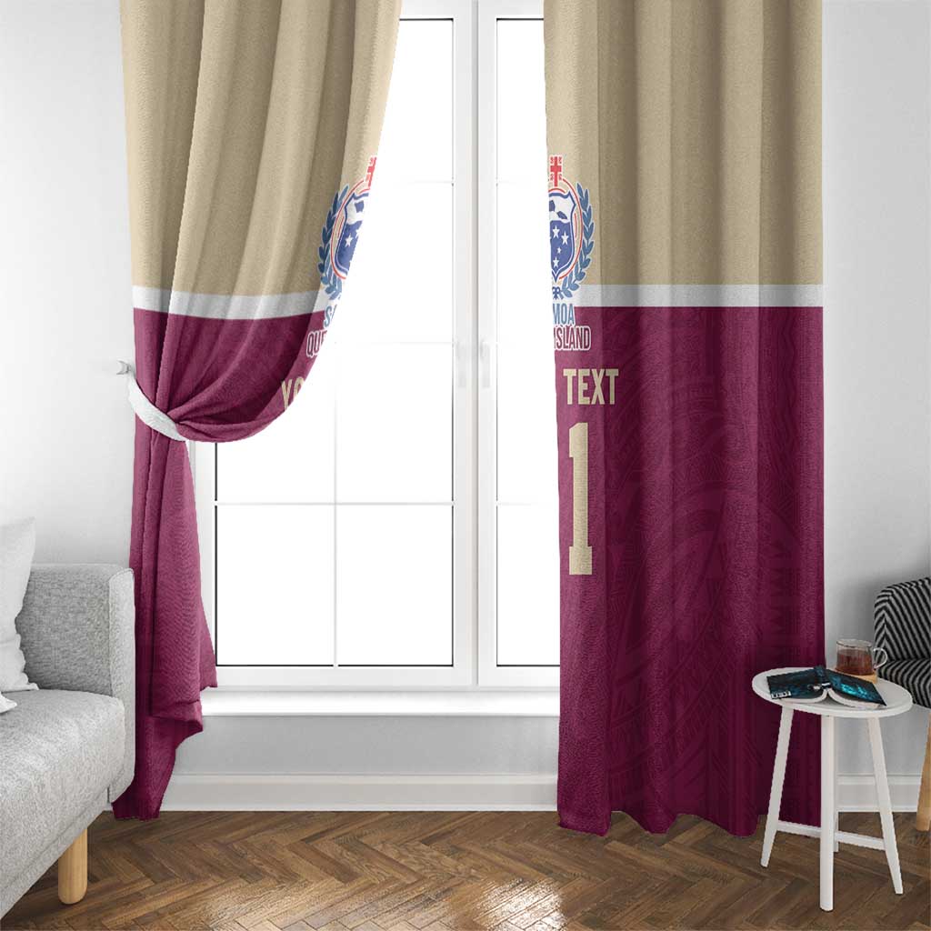 Queensland Samoa Custom Window Curtain Maroon Pacific Polynesian Tribal Pattern
