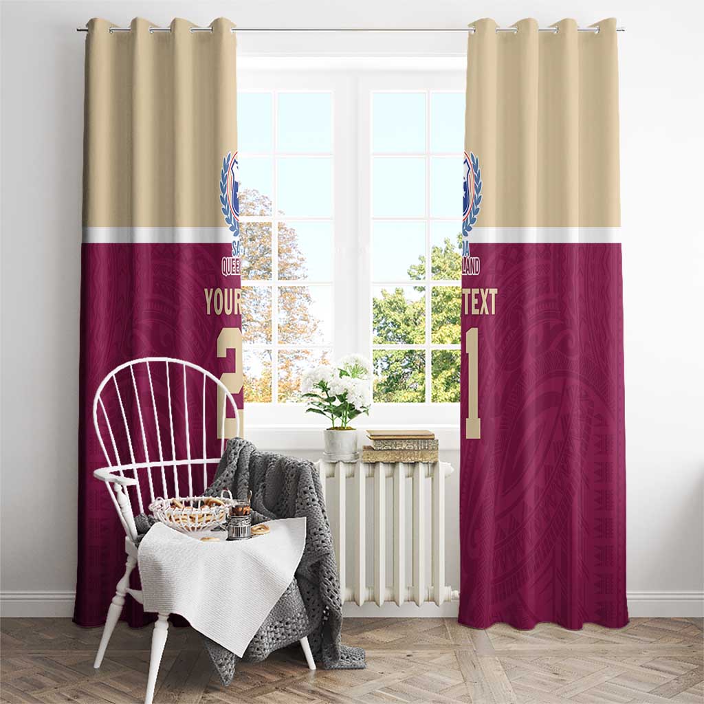 Queensland Samoa Custom Window Curtain Maroon Pacific Polynesian Tribal Pattern