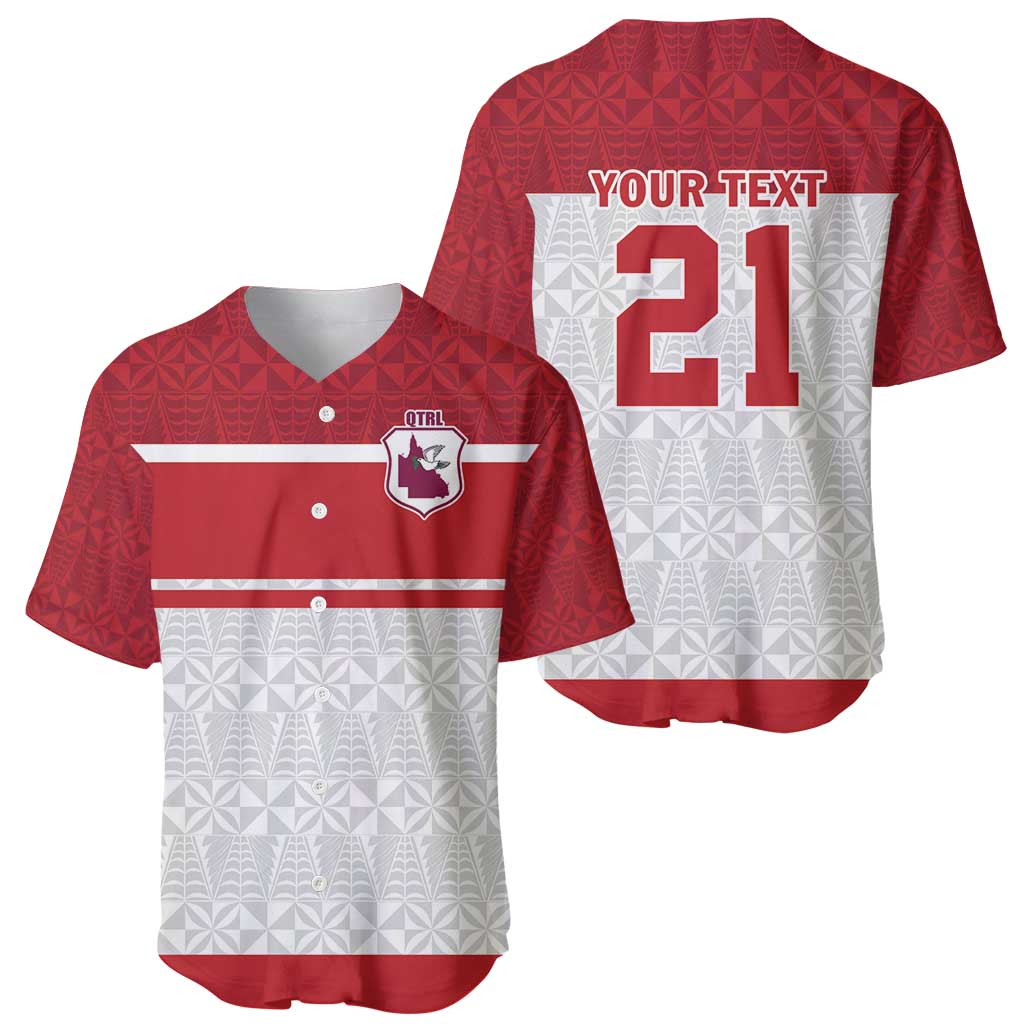 Queensland Tonga Custom Baseball Jersey QLD with Tongan Ngatu Pattern