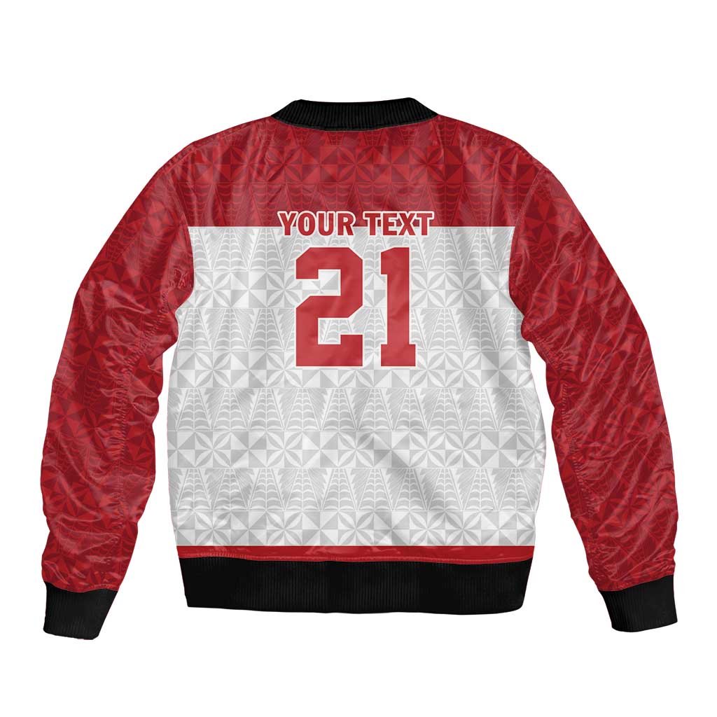 Queensland Tonga Custom Bomber Jacket QLD with Tongan Ngatu Pattern