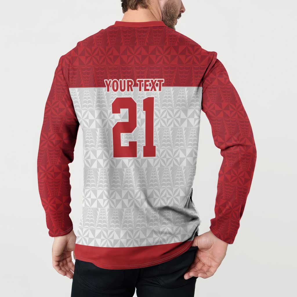 Queensland Tonga Custom Button Sweatshirt QLD with Tongan Ngatu Pattern