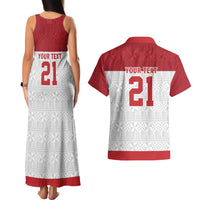 Queensland Tonga Custom Couples Matching Tank Maxi Dress and Hawaiian Shirt QLD with Tongan Ngatu Pattern