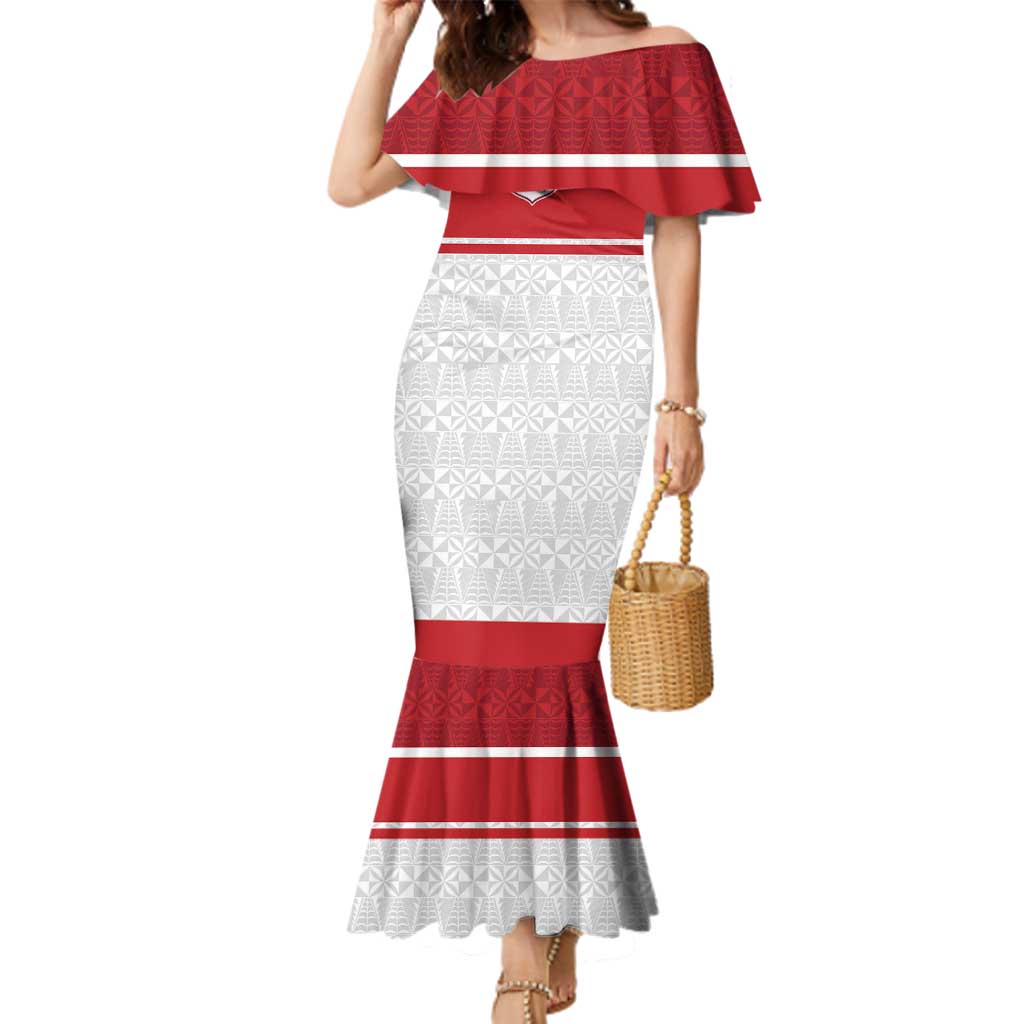 Queensland Tonga Custom Family Matching Mermaid Dress and Hawaiian Shirt QLD with Tongan Ngatu Pattern