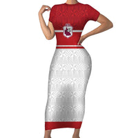 Queensland Tonga Custom Family Matching Short Sleeve Bodycon Dress and Hawaiian Shirt QLD with Tongan Ngatu Pattern