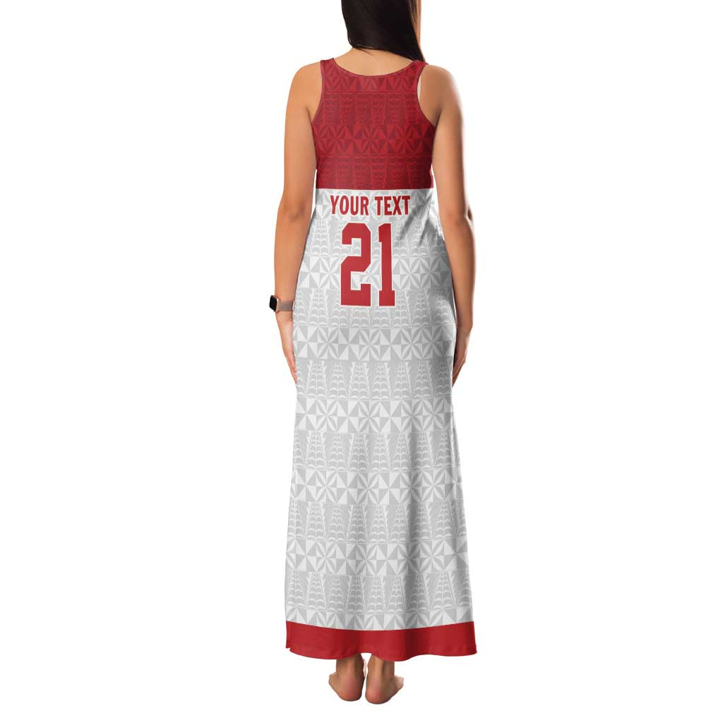 Queensland Tonga Custom Family Matching Tank Maxi Dress and Hawaiian Shirt QLD with Tongan Ngatu Pattern
