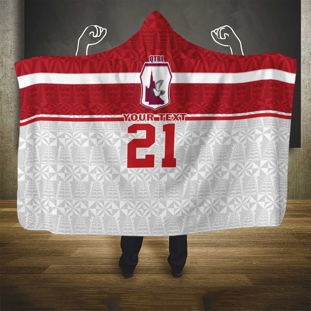 Queensland Tonga Custom Hooded Blanket QLD with Tongan Ngatu Pattern
