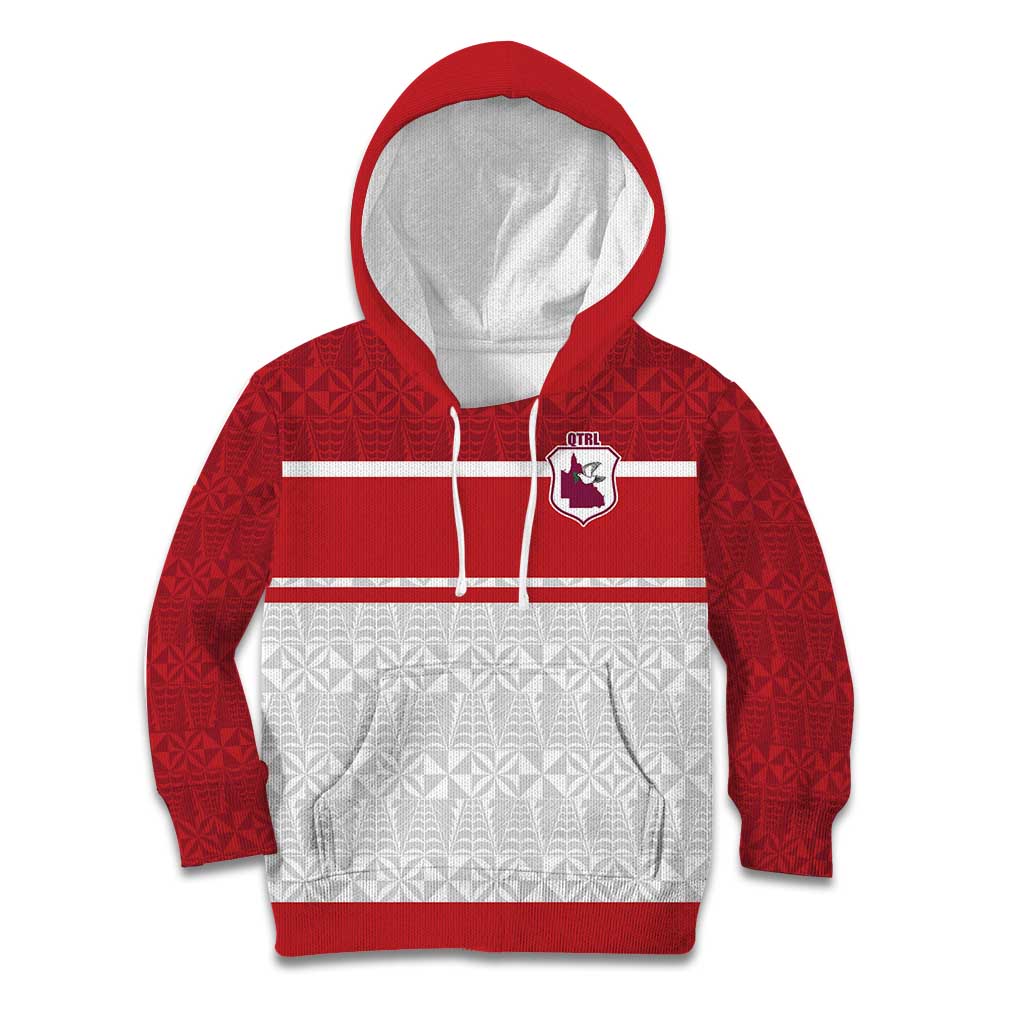 Queensland Tonga Custom Kid Hoodie QLD with Tongan Ngatu Pattern