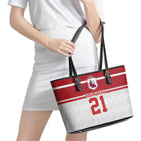 Queensland Tonga Custom Leather Tote Bag QLD with Tongan Ngatu Pattern