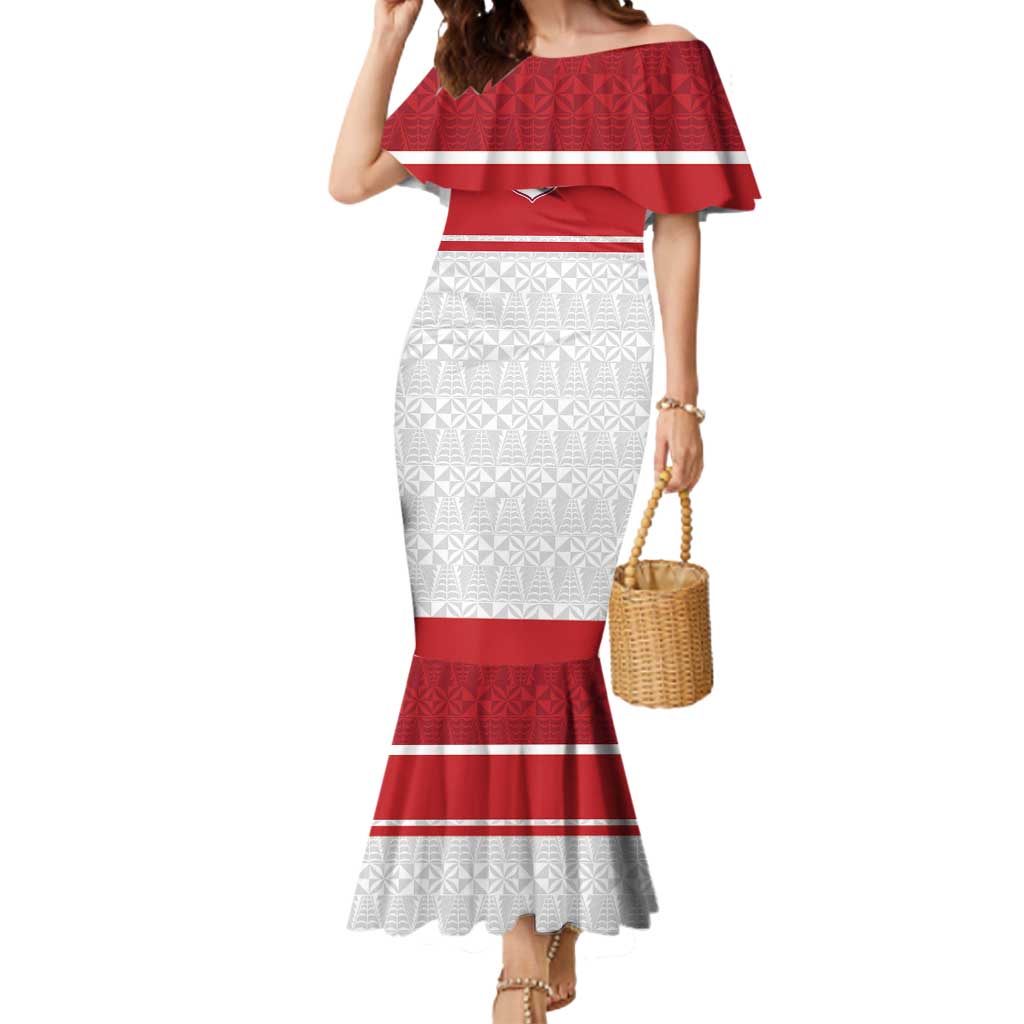 Queensland Tonga Custom Mermaid Dress QLD with Tongan Ngatu Pattern